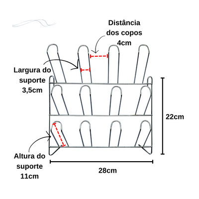 Suporte para Copos De Parede Para 12_Unidades