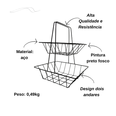 Fruteira de Mesa Dupla Preta