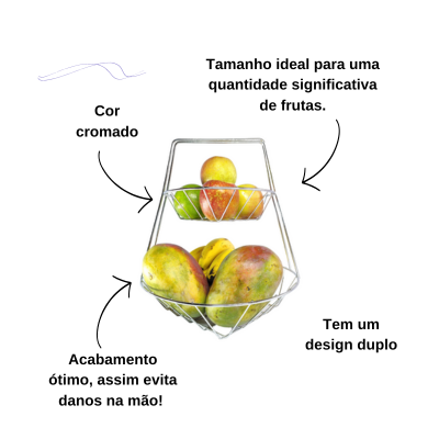 Fruteira de Mesa Dupla Redonda Cromo