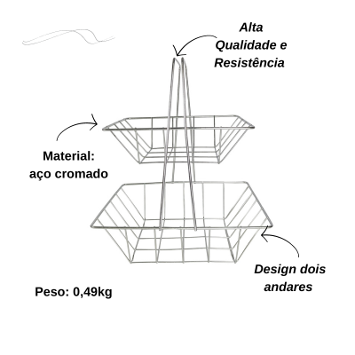 Fruteira de Mesa Dupla Cromada