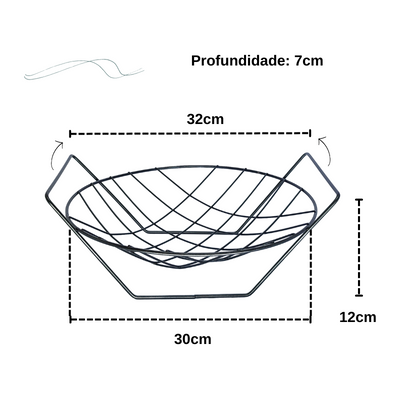 Fruteira de Mesa Redonda Luxo Preta