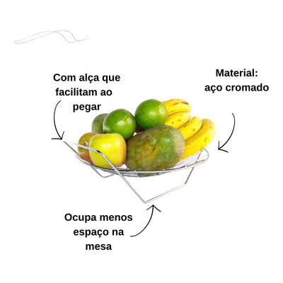 Fruteira de Mesa Redonda Luxo Cromada