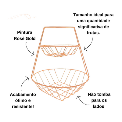 Fruteira de Mesa Dupla Redonda Rosé