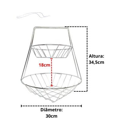 Fruteira de Mesa Dupla Redonda Cromo