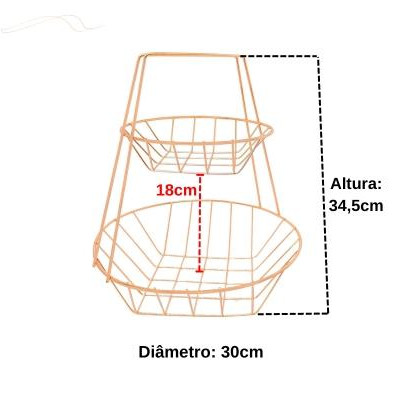 Fruteira de Mesa Dupla Redonda Rosé