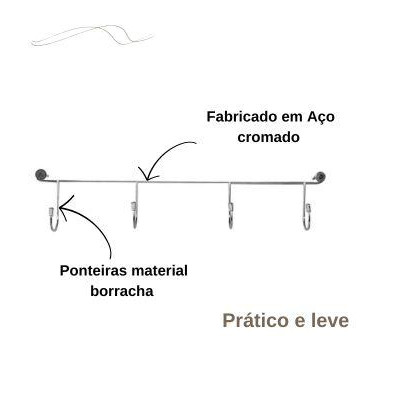 Cabide porta toalha cromado multiuso