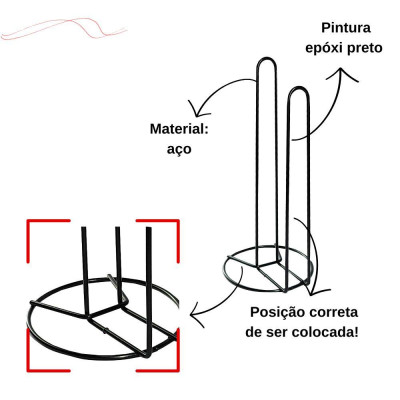 Porta Rolo Papel Toalha Preto